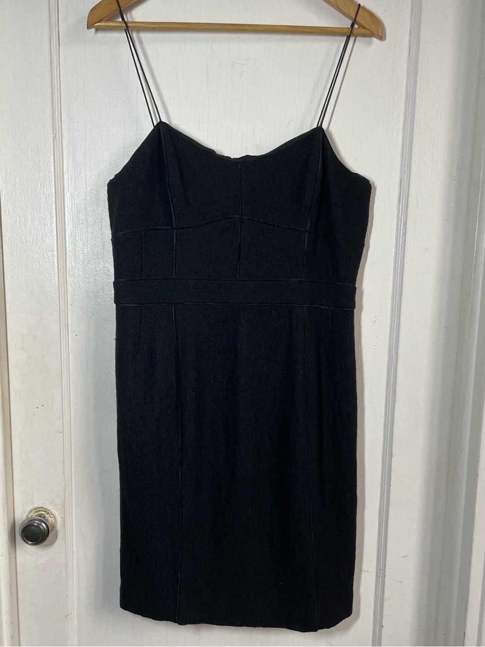 NWT Banana Republic 12 Black 40% Wool Blend Dress Piping Detail Cocktail Party
